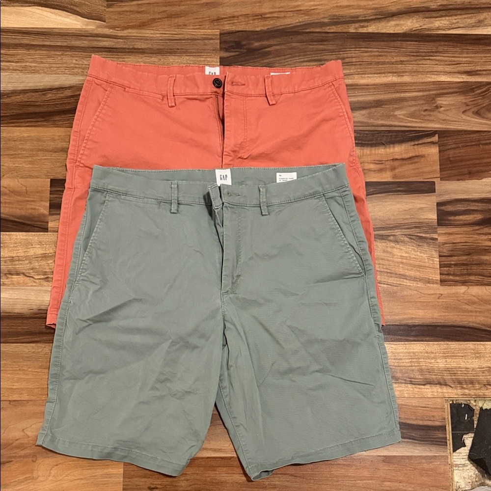 GAP Men's Flat Front khaki shorts - Coral and Sage